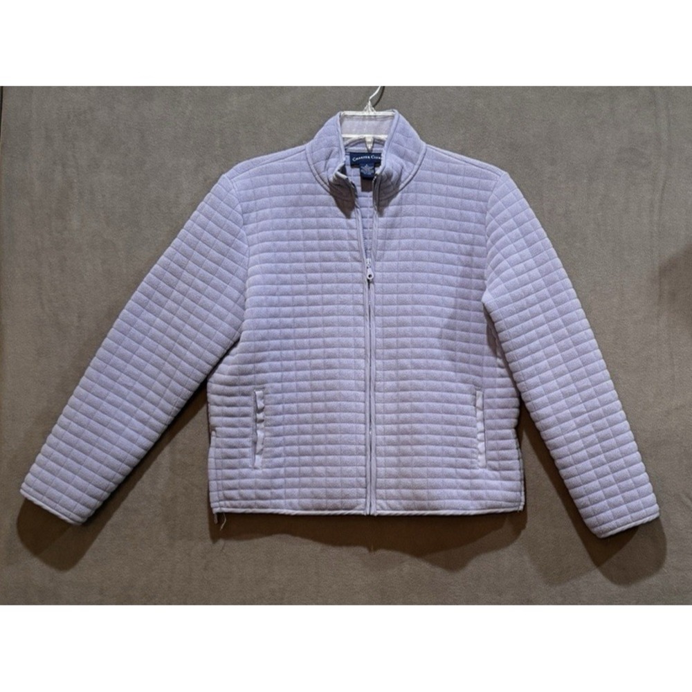 Charter Club Women's quilted Fleece jacket Sz Large Purple Grandmacore Preppy